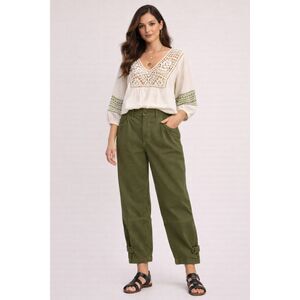 Everlane x Marques’ Almeida Barrel Leg Canvas Pants Green Pleated NWT Women’s 24